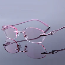 Элегантные очки для чтения со стразами женские оправа без оправы розовые очки дальнозоркость бескаркасные для чтения оптические пресбиопические очки для глаз