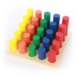 Montessori de madeira aprendizagem precoce brinquedos educativos cor cilíndrica escada crianças aprendizagem precoce brinquedos