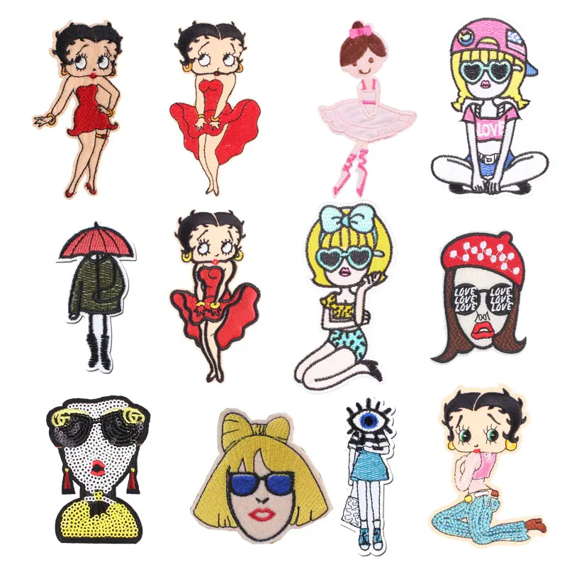 

Sexy Girl Boy Patch Sticker Iron on Clothes DIY Cool Heat Transfer Applique Embroidered Application Cloth Fabric Sequin Patches