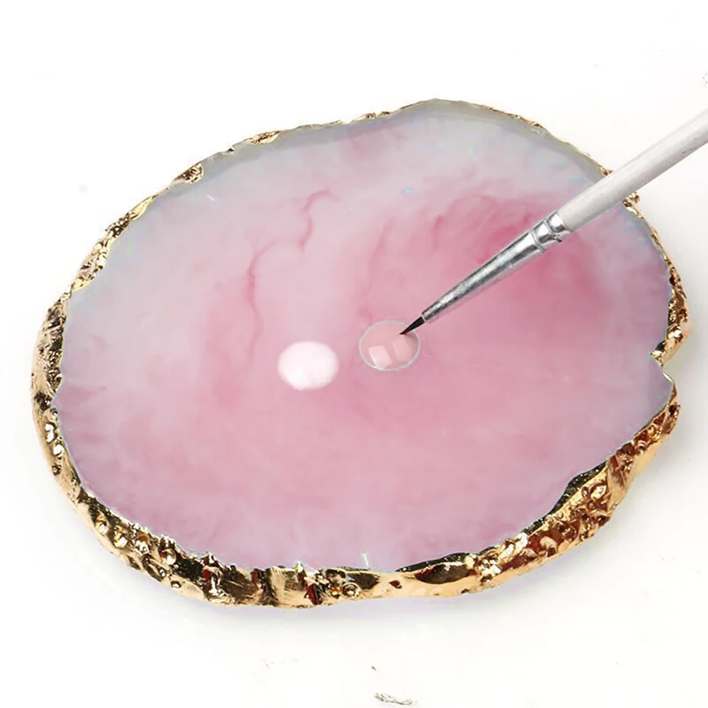 Розовый 1 Pc Resin Stone Color Nail Art Ring Palette Finger Ring Plate Acrylic UV Gel Polish Cream Foundation Mixing Nail Art Trays - Цвет: Розовый