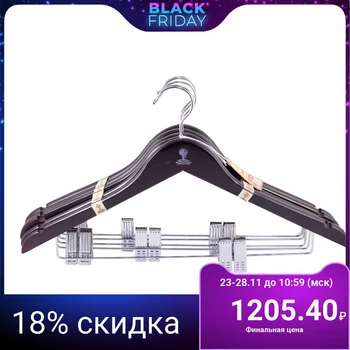 

10 pcs in a set wooden clothes hangers with clips hangers for wardrobe coat hanger
