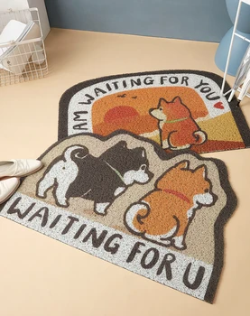 

60x90cm creative Shiba Inu dog pvc coil mat doormat floor carpet rug hallway mat dust removal