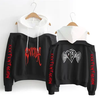 

Rapper xxxtentacion Off-Shoulder Exclusive new Hoodies Sweatshirt Hip Hop Hoodies woman Long Sleeve Kpop Leisure Clothes