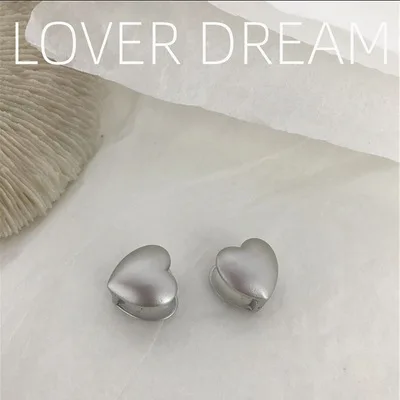 D-Matt silver HUANZHI S925 Серебряные Золотые Серебряные в форме сердца Простые геометрические серьги прямоугольные полые серьги для женщин вечерние подарки - Окраска металла: D-Matt silver