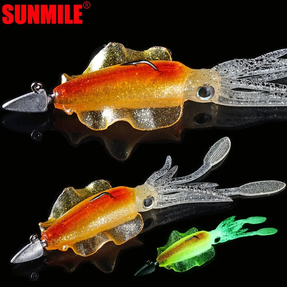 Рыболовная приманка для кальмара SUNMIL 10 см/15 см светящаяся/УФ с джиг крючком
