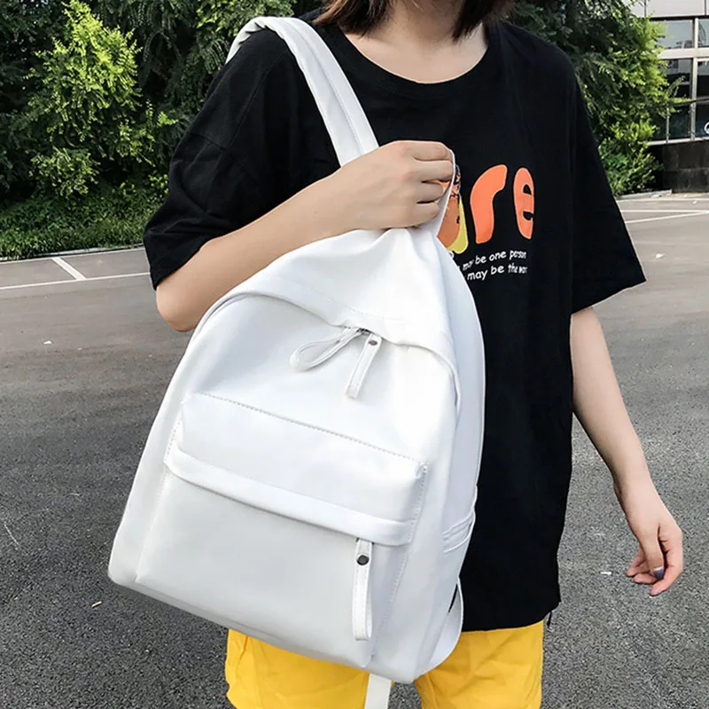 

Backpacks for Women 2020 Solid Color Pu Leather Quality High Capacity Back Pack Teens Girls School Bags Back To School Backpack