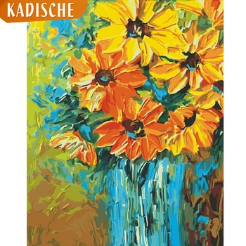 

KADISCHE Painting By Numbers Scenery DIY Oil Coloring By Numbers ChrysanthemumPlantsCanvas Paint Art Pictures Home Decor