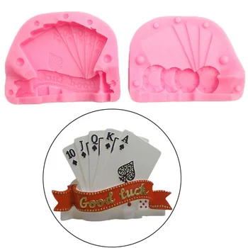 

3D Poker Cards Silicone Fondant Mold Cupcake Jelly Candy Chocolate Decor Baking Tool Tray Cake Mold Decorating Tools-30