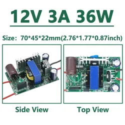 Universal LED Power Supply Transformer, Adjustable Voltage 220V/230V to 12V/24V, 6W - 120W Capacity - Input 100V - 260V (12V  3A  36W)