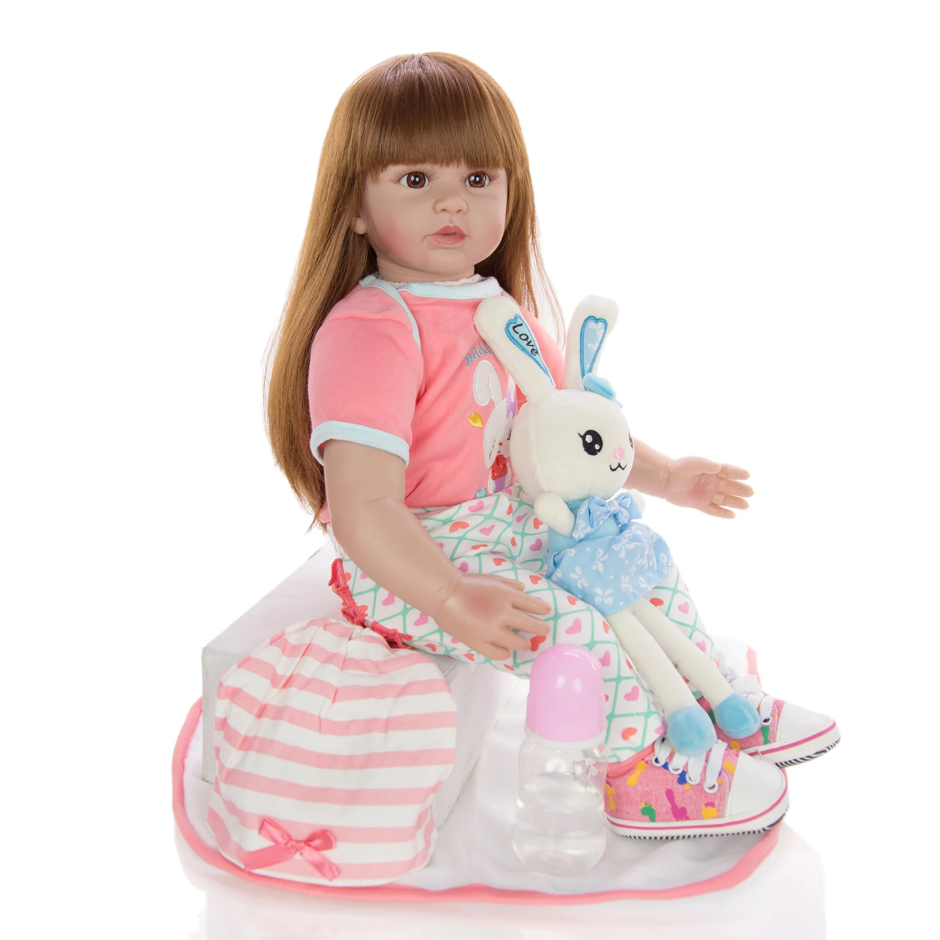 KEIUMI Baby Reborn Real Menina, 60 см, силиконовые детские куклы, подарки на день рождения, модные мягкие куклы, игрушки с кроликом, Playmate