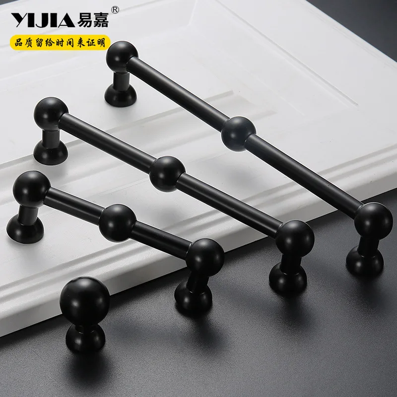 

Yi Jia American-Style Black And White with Pattern Door Handle Cupboard Drawer Modern Minimalist European Style Cabinet Wardrobe