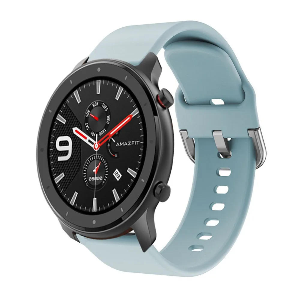 light blue 1 шт. многоцветные сменные Мягкие силиконовые ремешки для часов браслет для Huami Amazfit GTR 42 47 мм Смарт-часы аксессуары - Цвет: light blue