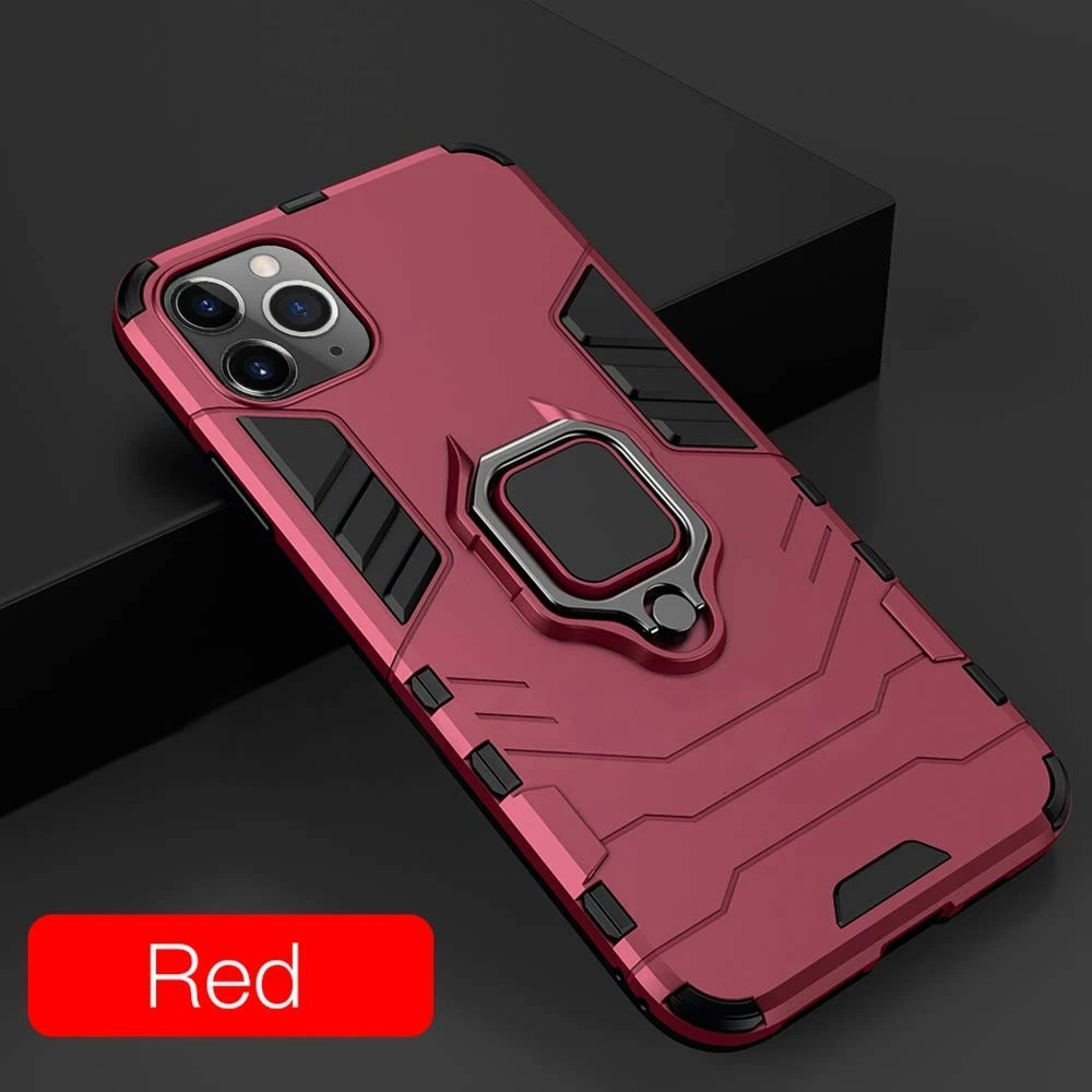 Red Вращающееся кольцо Kickstand чехол для Apple iPhone 11 Pro Max X XS XR 8 7 Plus 6 6S 5 5S SE двухслойный Гибридный Анти-осенний чехол 50 шт - Цвет: Red