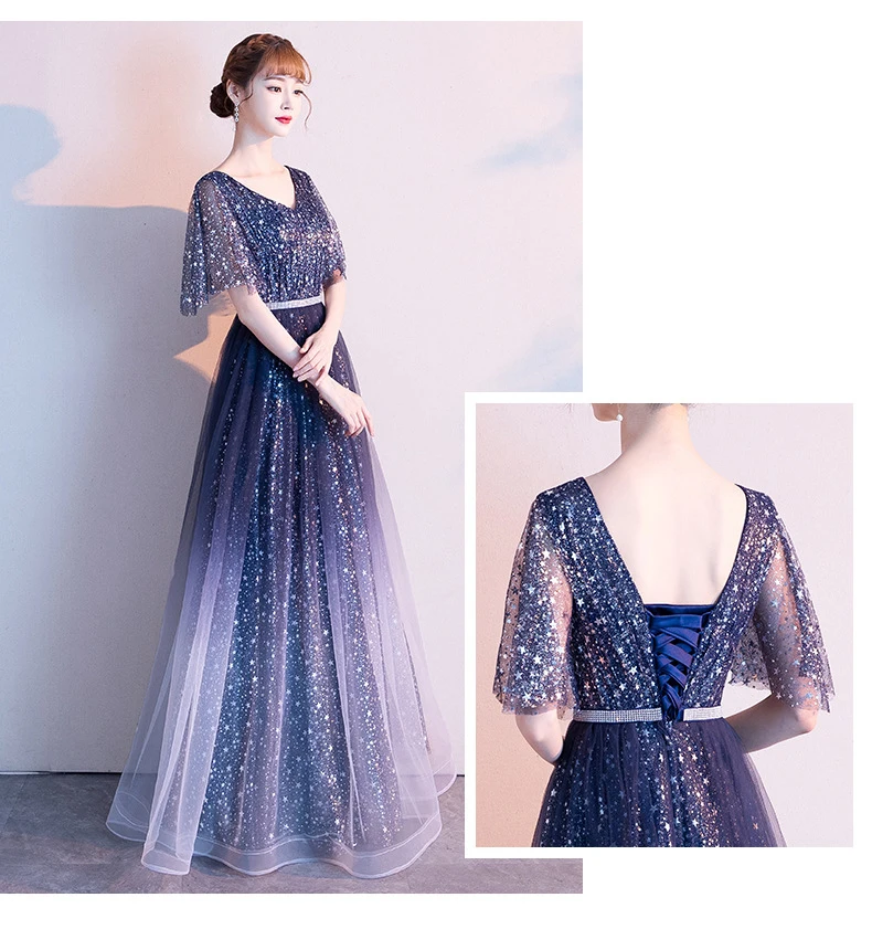 DEERVEADO D255 A Line V Neck Long Prom Dresses Woman Occasion Dress Party Prom Gown Formal Dress Vestido De Festa