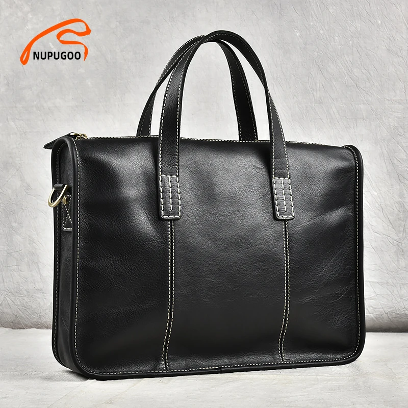 Casual Men Handbag Genuine Leather Men's Bag Shoulder Vintage Briefcase Original Handmade For 13 Inch Laptop NUPUGOO |
