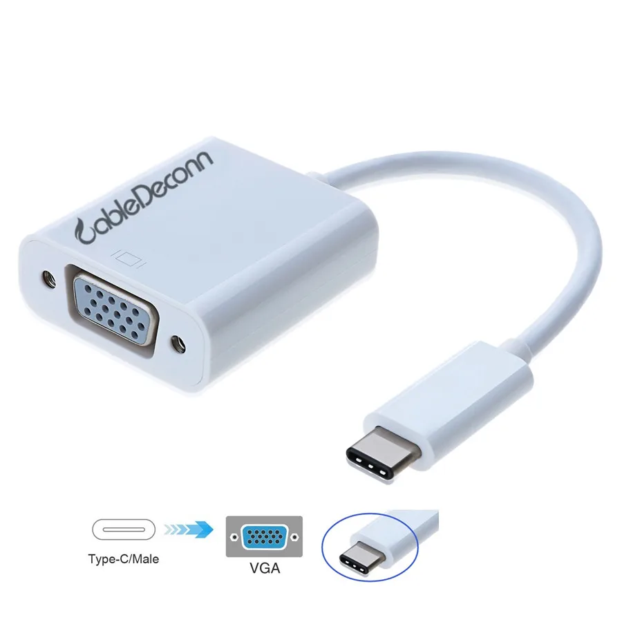  USB C Type C to VGA Adapter 1080P Portable USB C to VGA Female Converter for Macbook Macbook Pro Pr