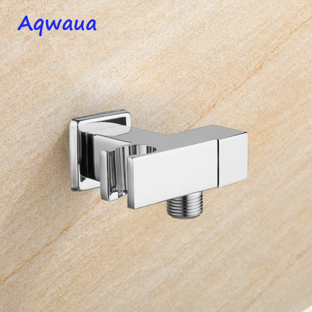 Aqwaua Water Stop Valve Faucet Angle Valve with Holder Toilet Switch Water Control Bathroom Accessories Chrome Plated