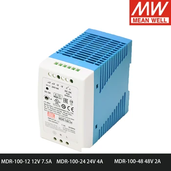 

MEAN WELL MDR-100 100W Single Output 85-264V DC To AC 12V 15V 24V Din Rail Switching Power Supply MDR-100-12 MDR-100-24
