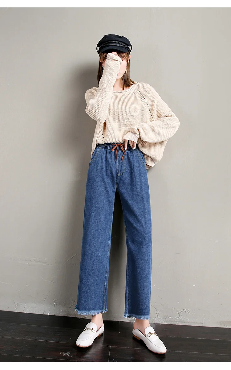 Jeans Loose Pants Capri Pants High-waisted Loose-Fit Korean-style Autumn And Winter Large Size Dress 200
