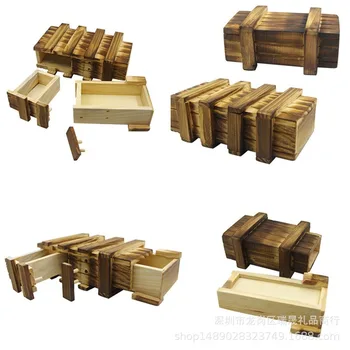 

Intelligence Magic Puzzle Wooden Puzzles Secret Box Compartment Gift Brain Teaser Secret Drawer Brain Teaser Logic Magic Toys