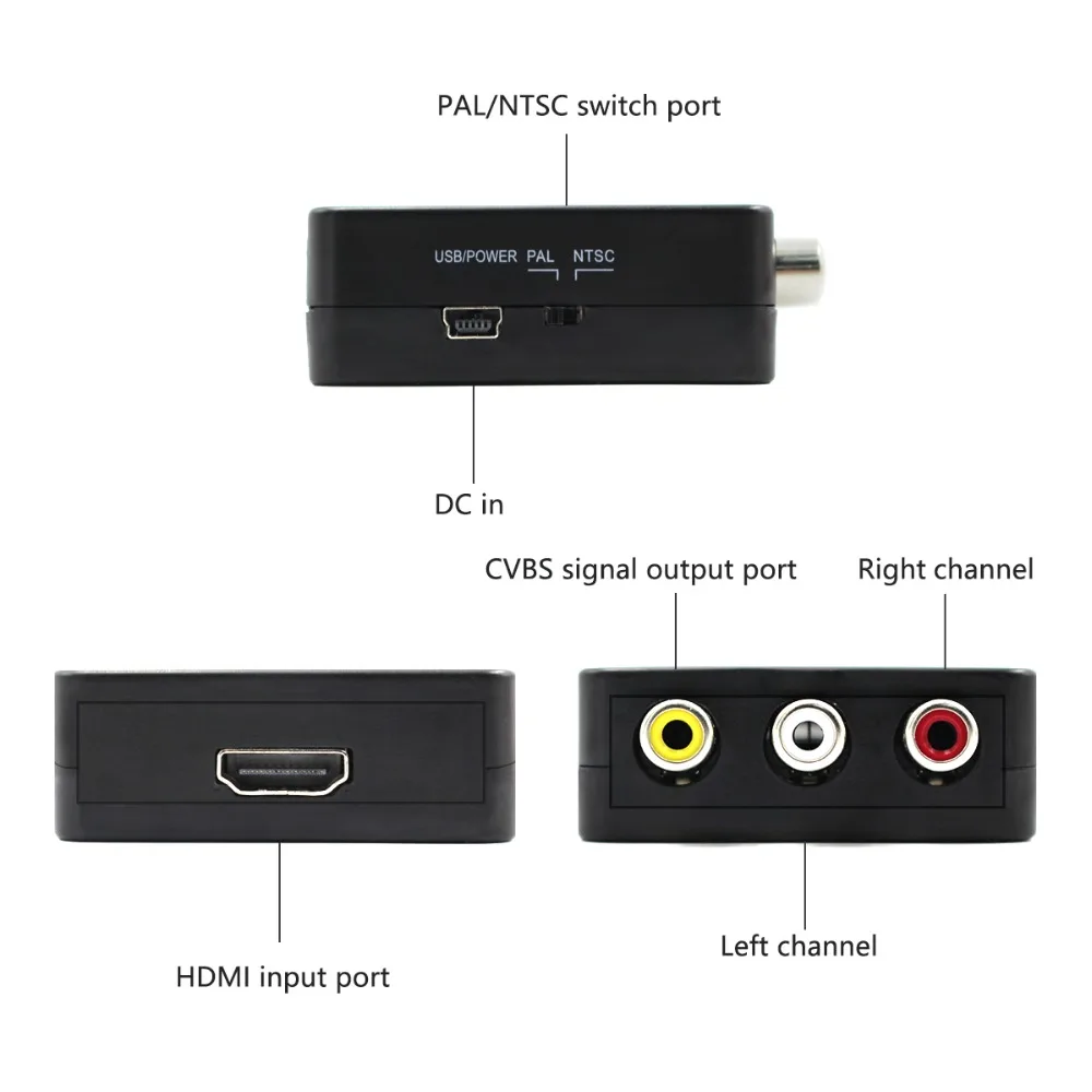 Wiistar 1080P мини HDMI к RCA AV композитный адаптер конвертер HDMI2AV адаптер конвертер коробка поддержка NTSC PAL выход для ТВ DVD