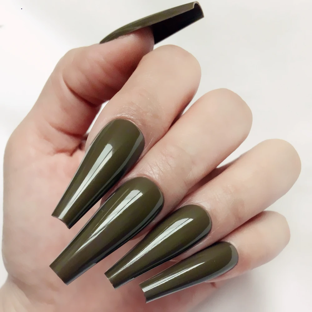 Amazon.com: CoolNail Glossy Light Brown Nep Nagels Long Stiletto Fake False Nails  Ballerina Gradient Press On Faux Ongles Free Jelly Glue Sticker : Beauty &  Personal Care