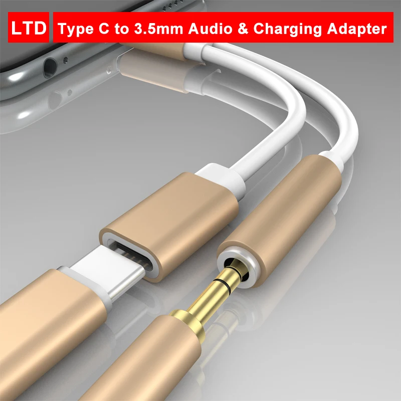 

Type C To 3.5mm Earphone Jack and Type C Charge Audio Spliter Adapter For oneplus 7/7 pro Two in One music converter cable