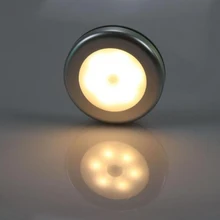 6 светодиодный светильник для шкафа с датчиком движения, беспроводной детектор, Ночной светильник, настенный светильник, Автоматическое включение/выключение, кухонная лестница, батарея, светильник s