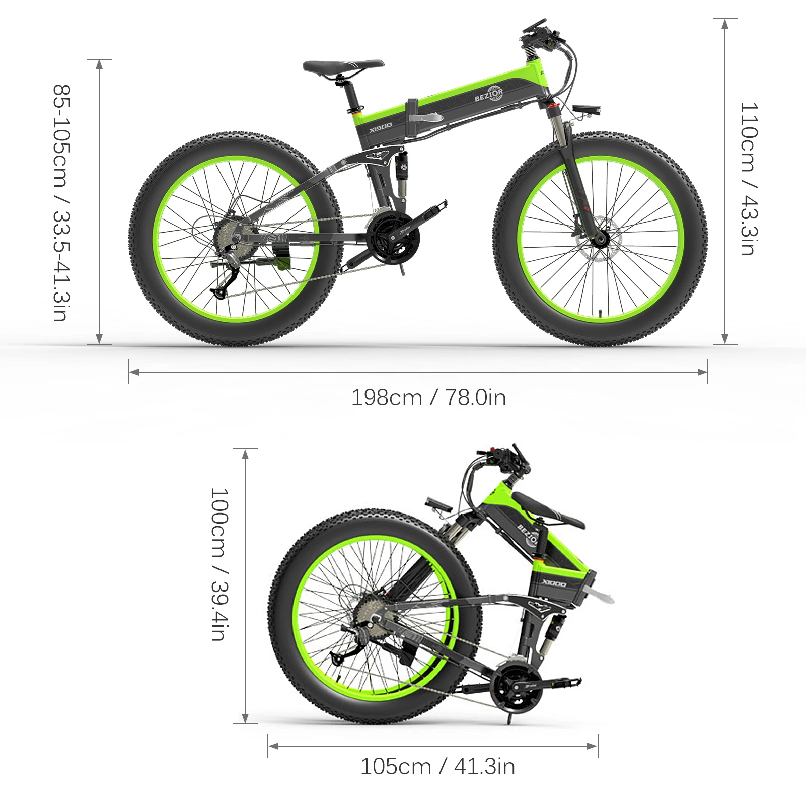 BEZIOR X1500 Folding Electric Bike 1500W 26Inch 48V 12.8AH 40KM/H Electric  Bicycle E Bike Adult Mountain Bike 200KG Load|Electric Bicycle| - AliExpress