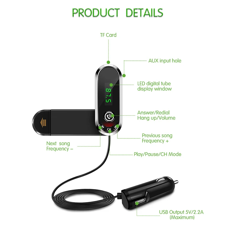 Onever многофункциональный автомобильный-fm-передатчик Bluetooth-Handsfree-Car-Kit MP3 музыкальный аудиоплеер авто-зарядное устройство с держателем телефона