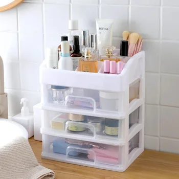 

Multi-functional Cosmetic Storage Box Double-layer Lipstick Makeup Brush Organizer Plastic Drawer Jewelry Box Bathroom Storage
