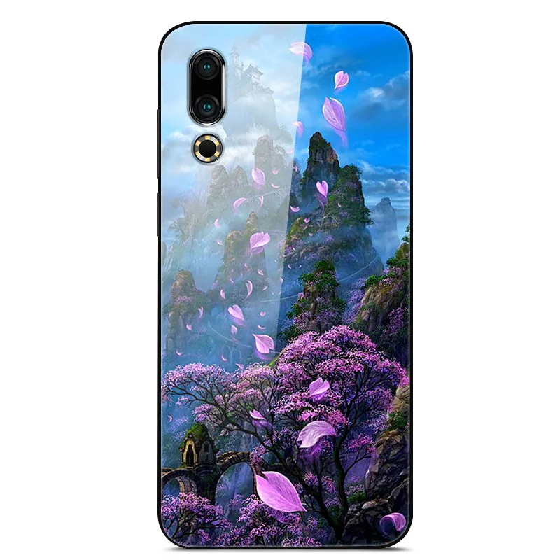 meizu phone case with stones Phone Case For Meizu 16S Case 6.15'' Glass Back cover for Meizu 16s 16 s M971Q Tempered Glass Case Cover Shell Silicone Bumper cases for meizu back Cases For Meizu