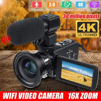 

WIFI 30 MP 4K Professional HD Camcorder vlog Video Camera Night Vision Touch Screen Camera 18X Digital Zoom Camera With Mic Lens