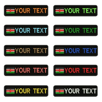 

Kenya Flag Embroidery Custom Name Text Patch Stripes badge Iron On Or Sew On Or Velcro Backing Patches For Clothes Backpack Hat
