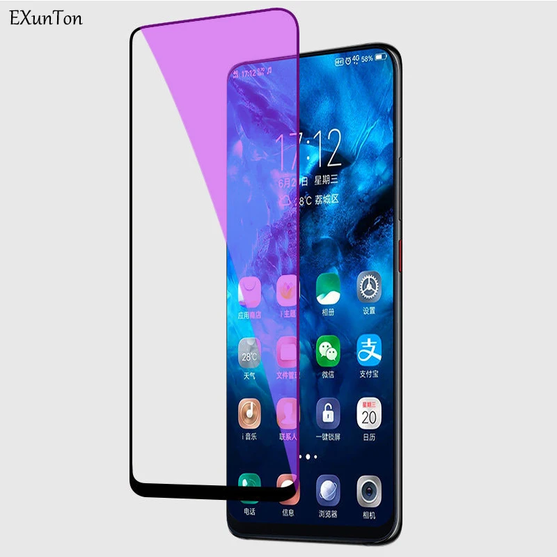 

EXUNTON 2.5D Full Cover for VIVO NEX S1 Pro Dual Display Edition Anti Blue Tempered Glass Screen Protector Protective Film 9H