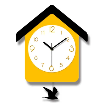 

2020 creative acrylic pendulum hanging bird durable quartz wall clock handicraft modern design wall clock to send friends