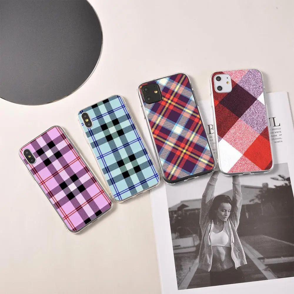 Креативный чехол для iPhone11 PRO SE 2020 X XR XS MAX простой милый черно-белый в клетку iPhone 6 6S 7