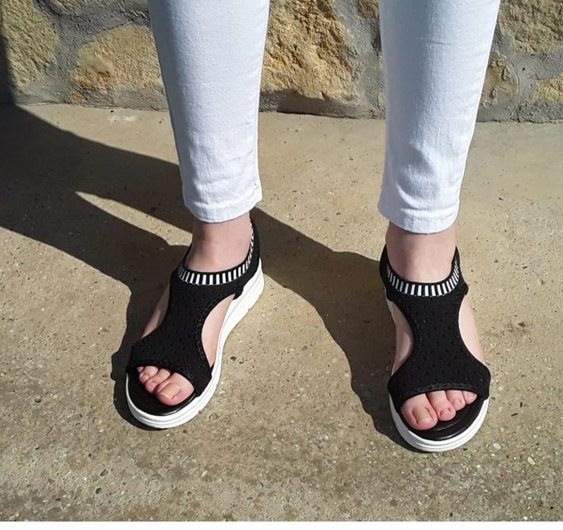 VTOTA/Модные женские босоножки размера плюс 45 летняя сетчатая дышащая обувь на платформе для любителей ходьбы; черные сандалии с открытым носком; sandalias mujer