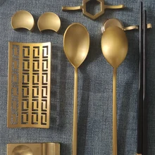 Copper Tableware Set Household Chopsticks Bracket Hotel Spoon Restaurant High-grade Towel Dish Metal Chopsticks Pillow