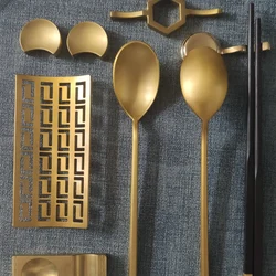 Ensemble de vaisselle en cuivre, support de baguettes de ménage, cuillère d'hôtel Restaurant, plat à serviettes de haute qualité, baguettes en métal oreiller 
