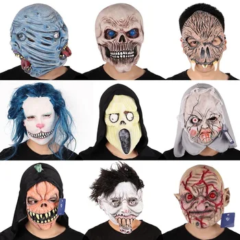 

Funny Halloween Party Mask Masquerade Cosplay Costume Props Zombie Undead Latex Full Face Mask Increase Festive Atmosphere
