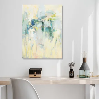 

Hand Painted modern art No Framed Abstract Handed Painting Printed painting Oil Painting green and yellow Home Decor Wall Art