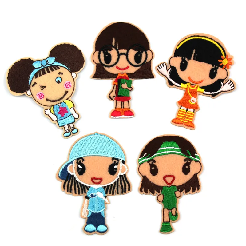

Cartoon pretty girl patch lovely Embroidered Patch Iron Patches for clothing Diy kids Badges Stickers Appliques wholesale