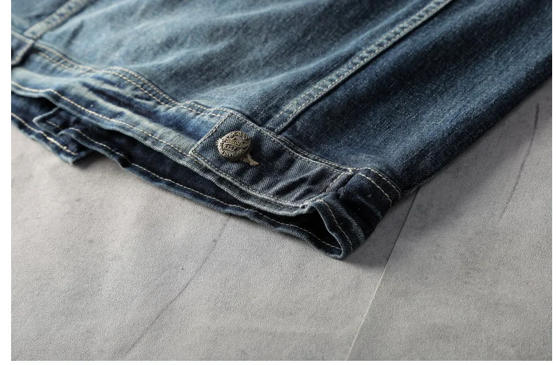 BONJEAN весна осень Мужская джинсовая куртка мода Slim Fit винтажные джинсы патч дизайн ковбой пальто Верхняя одежда Прямая