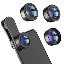 3 в 1 Набор объективов для телефона 198 Рыбий глаз Макро 120 градусов широкоугольный зажим для линз камеры крепление для сотового телефона для Iphone Android смартфона
