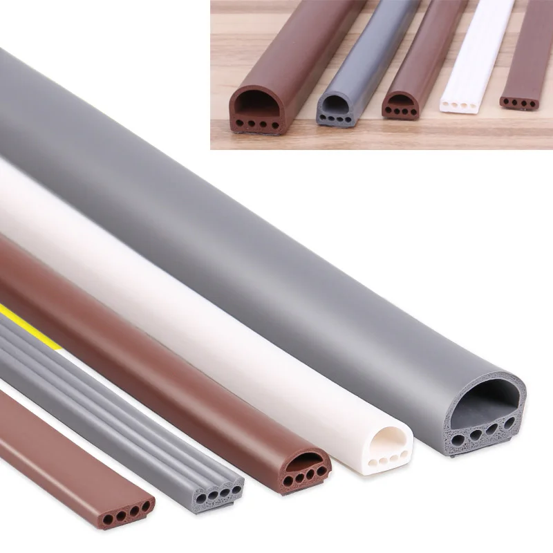 

6M/lot I-D Type Silicone Rubber Sealing Strip For Door / Window Sound Insulating Strip Self-adhesive Tape Window Insulation Seal
