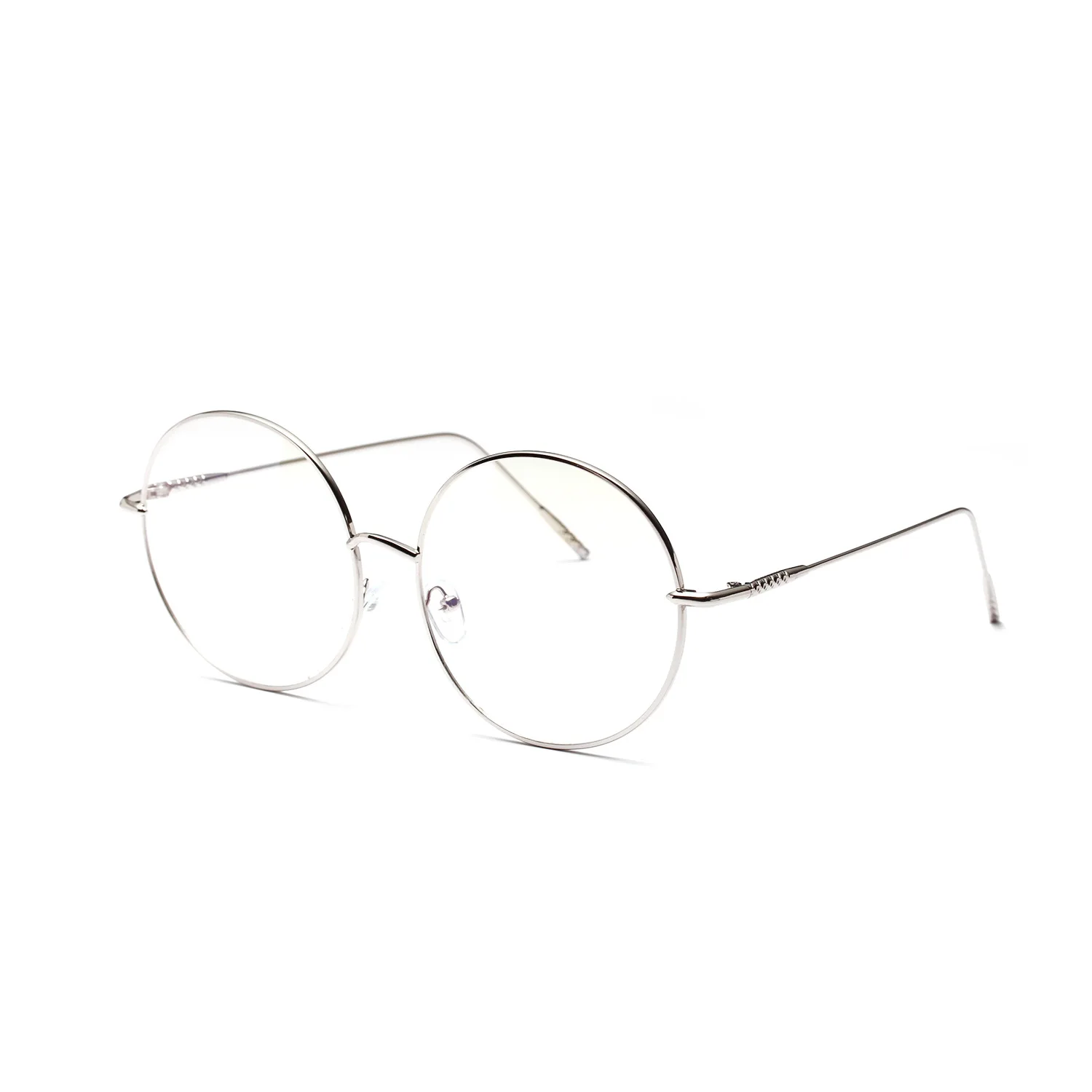 Oversized Frame Metal Round Flat Mirror Glasses for Women Luxury Designer Brand Retro Fashion Fine Frame Glasses Female