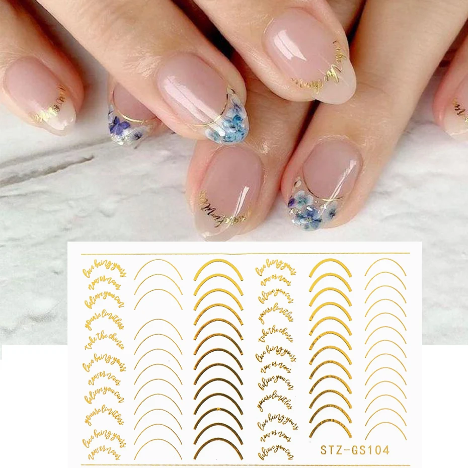 Cheap French Rose Gold Striping Tape Nail Design Stripe Lines Geometry 3D  Sticker for Nails Gel Polish Sticker Decals | Joom