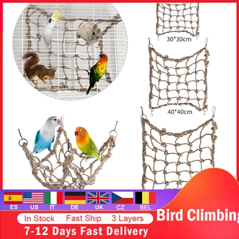 

Pet Bird Climbing Net Bird Parrot Toys Hemp Rope Training Climbing Cage Toy Pet Bed Bird Cage Toy