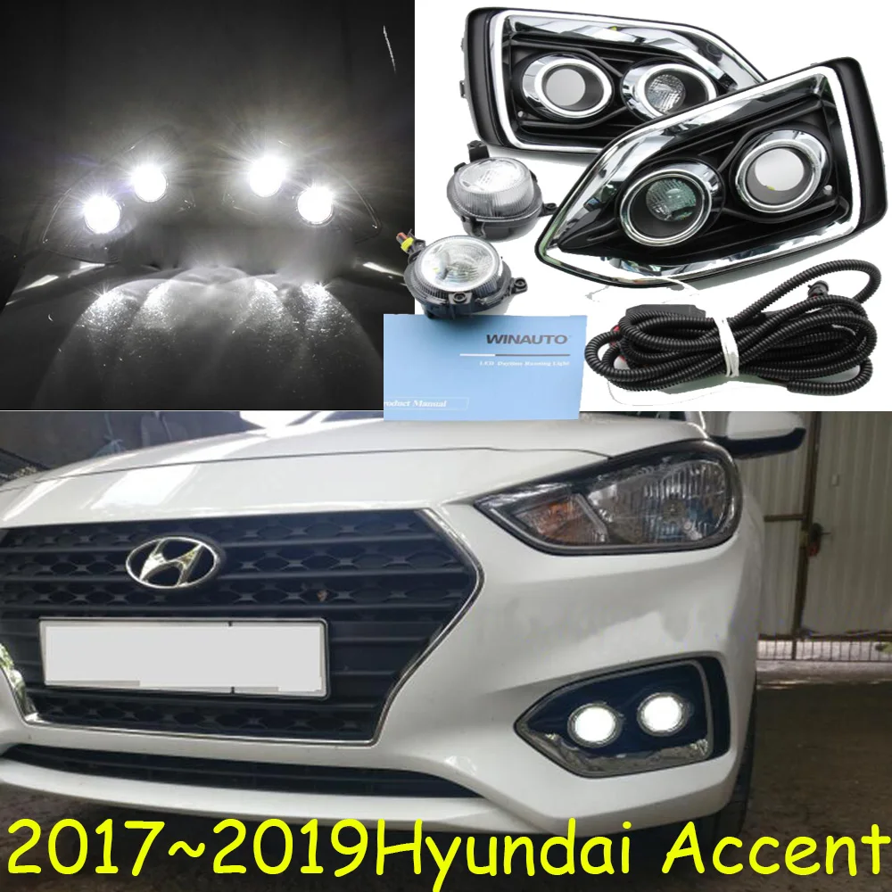 Автомобильный бампер, головной светильник для hyundai Accent, противотуманный светильник, Solaris,~ 2019y, галогенная лампа, 4300 K, провод, фара для акцента, противотуманная фара